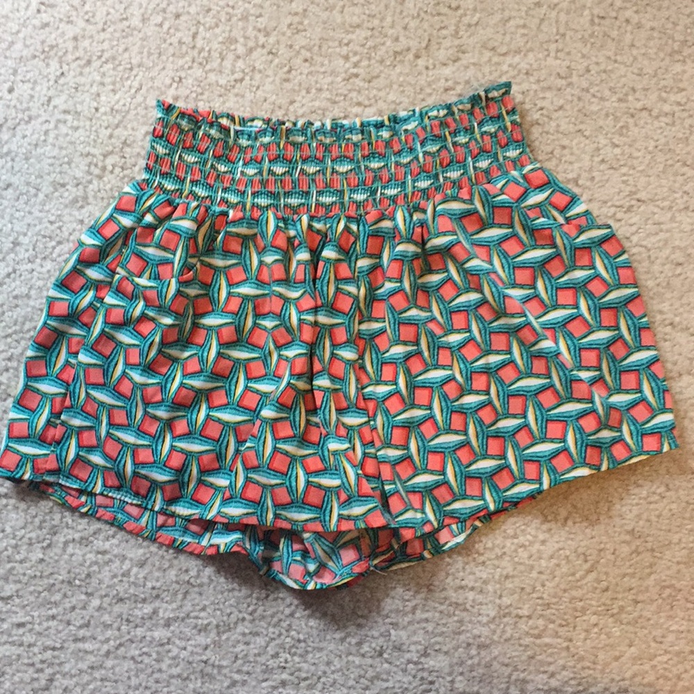 Peach, teal, comfy, cute shorts!